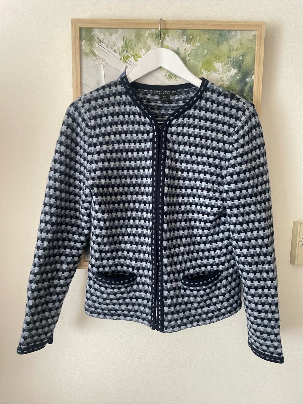 Sarah Spencer Vintage 90s Y2K 100% Lambswool Cardigan Sweater Size Petite Medium